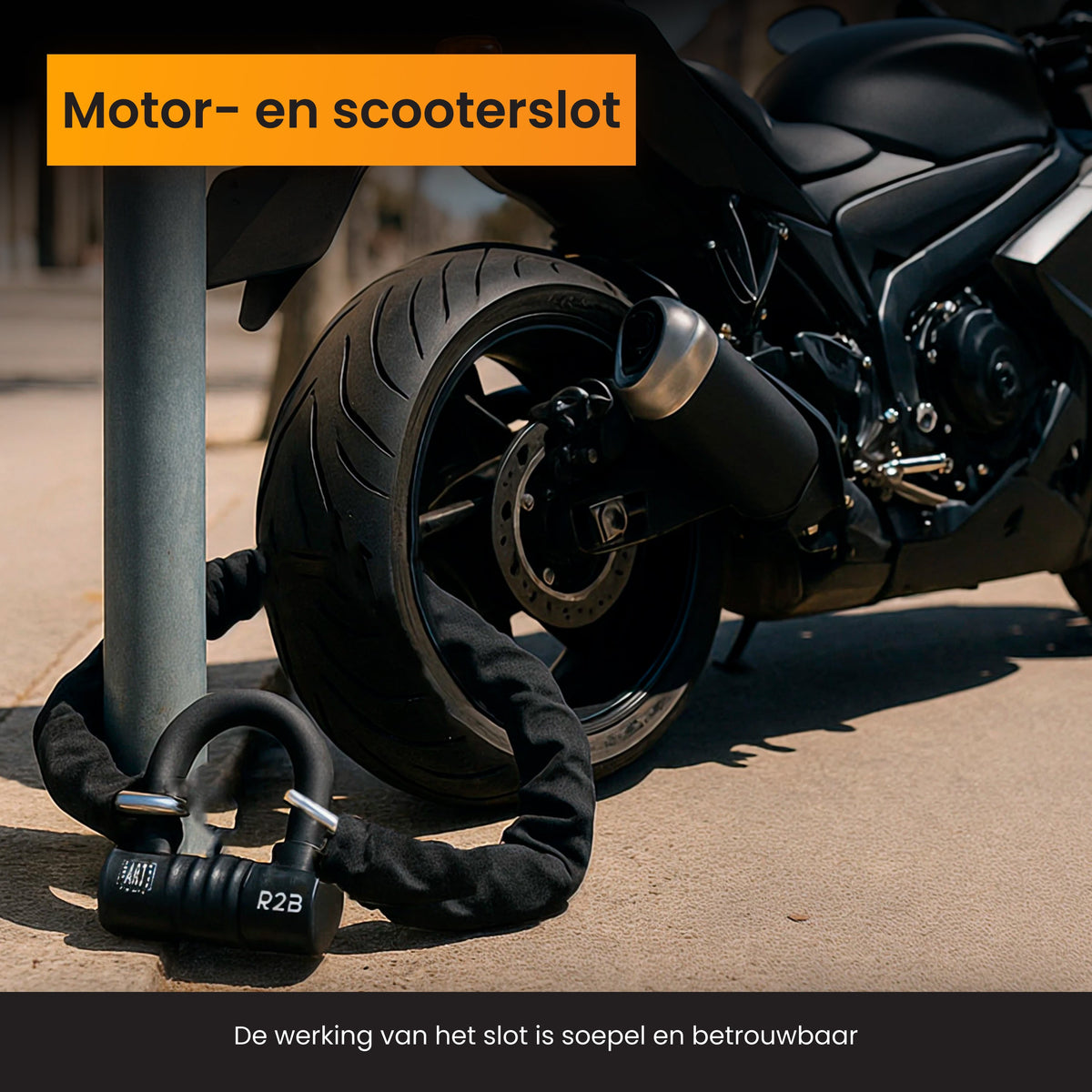 R2B Motorslot ART4 - Kettingslot voor Scooter & Motor - Gecertificeerd & Verzekeringsgeschikt - 2 Sleutels