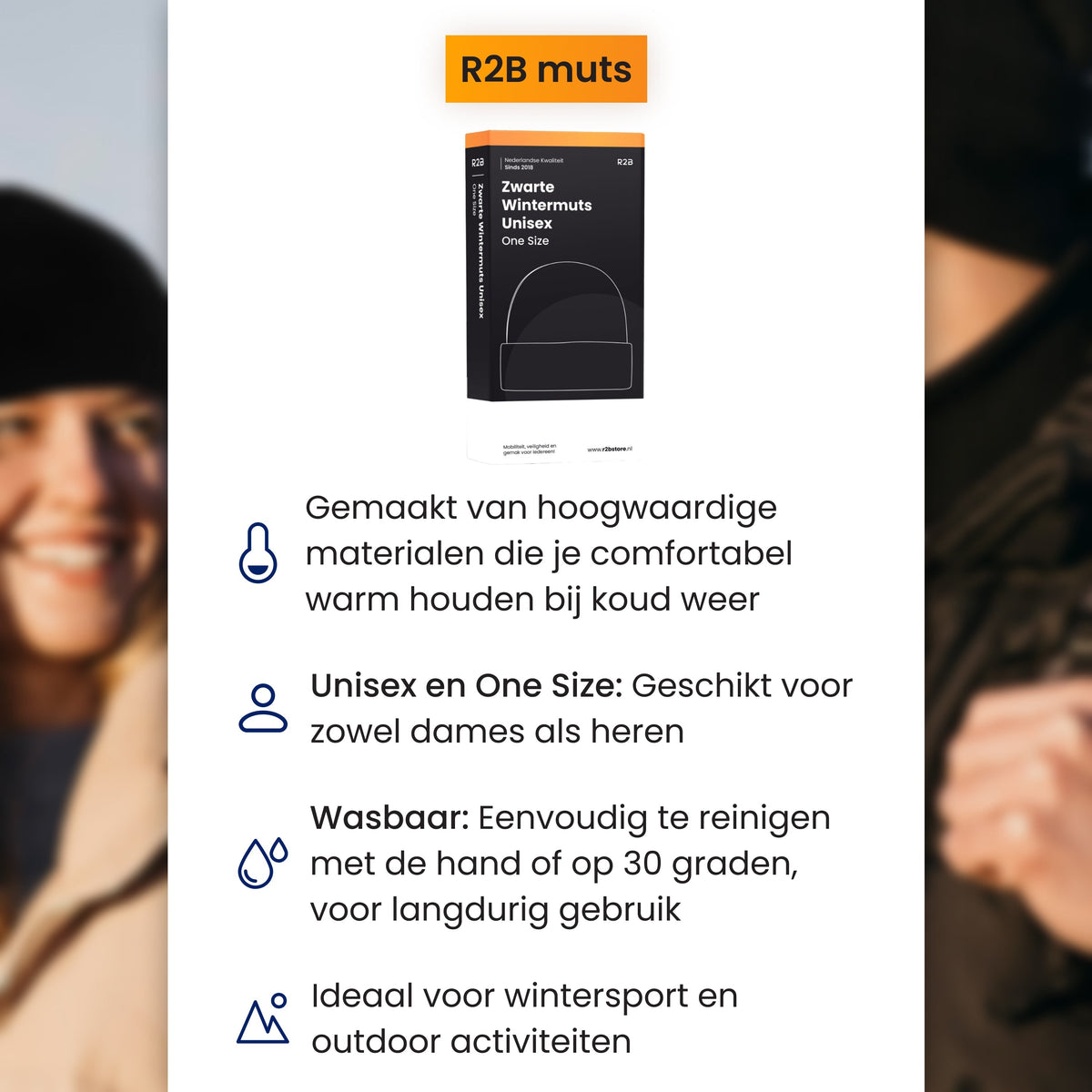 R2B Muts Heren & Dames - Warm & Isolerend - Muts
