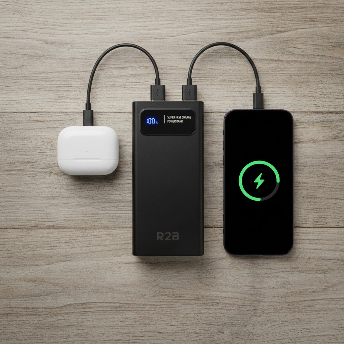 R2B Powerbank 10.000 mAh - 2 tot 4 Keer Opladen - Powerbank
