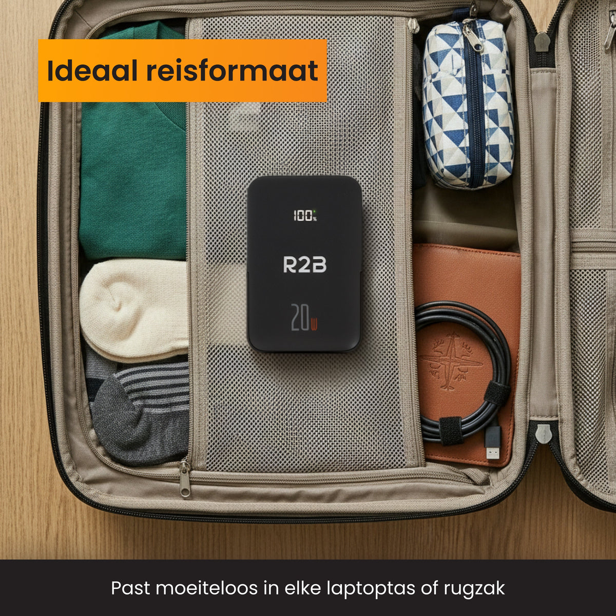 R2B Powerbank 10.000 mAh - Magnetisch & Draadloos Snelladen - 2 tot 4 keer Opladen - Voor MagSafe - Powerbank
