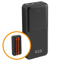 R2B Powerbank 20.000 mAh - Ingebouwde Kabels (USB-C & 8 Pins) - Snelladen - Betrouwbaar & Compact
