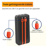 R2B Powerbank 20.000 mAh - Ingebouwde Kabels (USB-C & 8 Pins) - Snelladen - Betrouwbaar & Compact