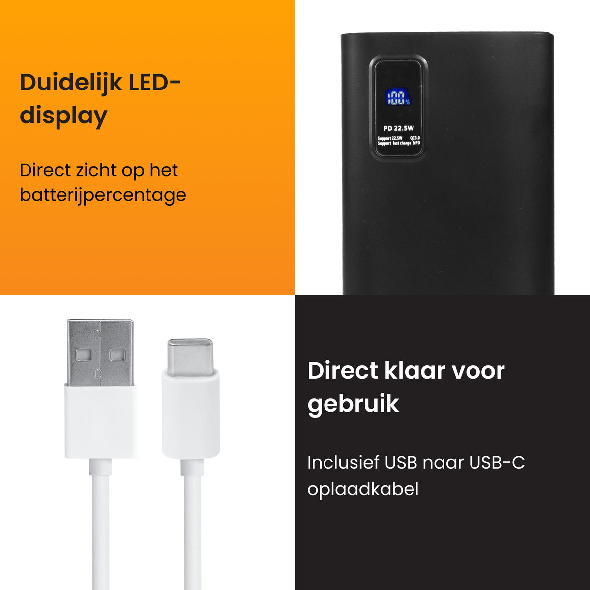 R2B Powerbank 30.000 mAh - 6 tot 8 Keer Opladen