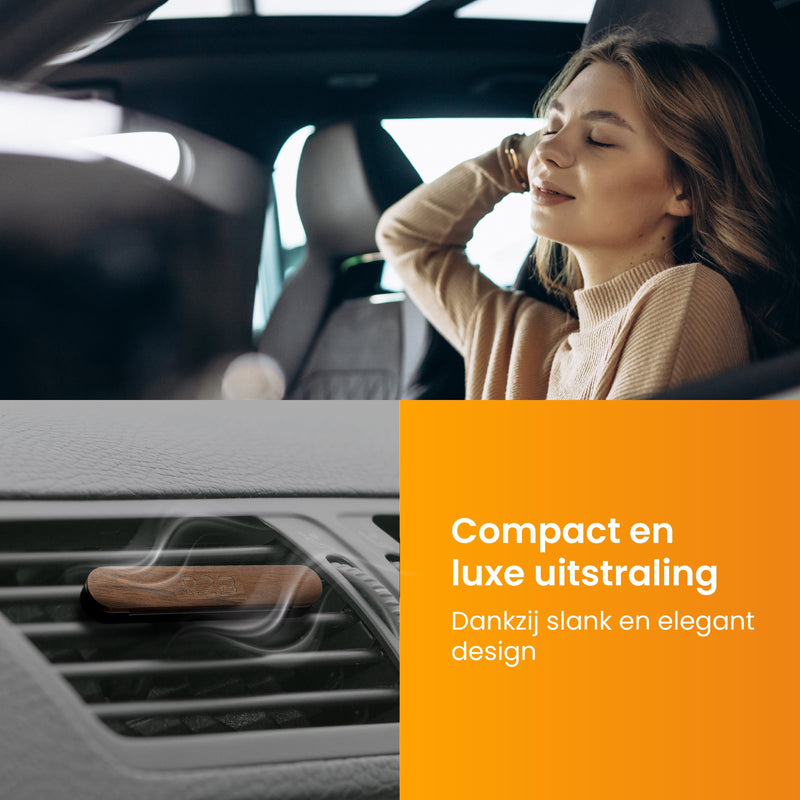 R2B® Auto parfum met houder inclusief 2 Geurstaafjes - Walnoothout - Grijs - Auto Geurverfrisser - Autoparfum