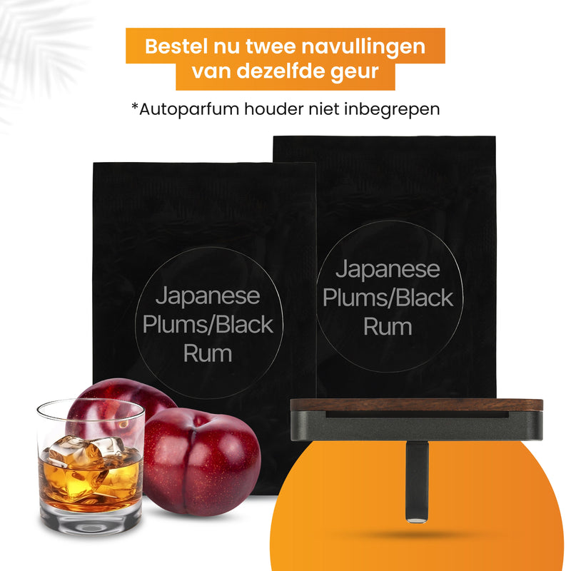 R2B® Autoparfum Navulling - Japanse Pruim & Zwarte Rum - 2 stuks