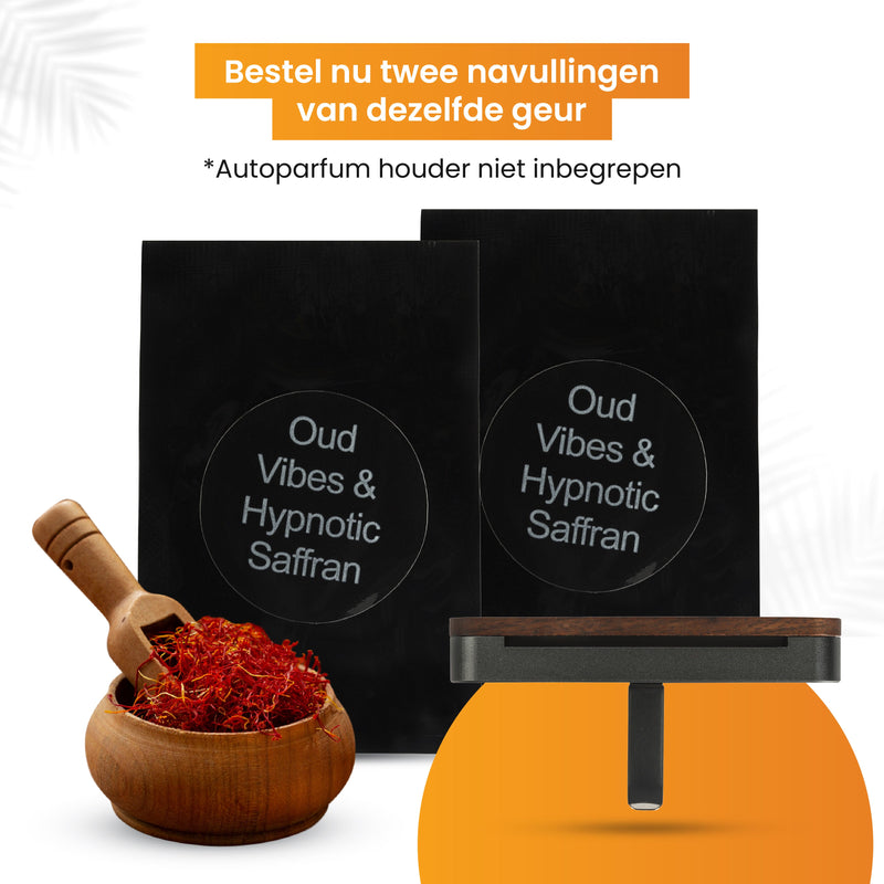 R2B® Autoparfum Navulling - Oud Vibes & Hypnotische Saffraan - 2 stuks