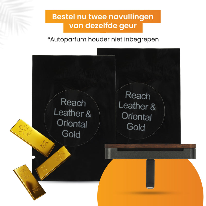 R2B® Autoparfum Navulling - Rijk Leer & Oosters Goud - 2 stuks