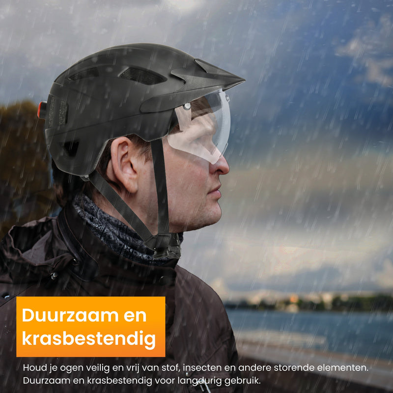 R2B® Fietshelm Volwassenen geschikt voor Speed Pedelec & Snorfiets + Transparant en Magnetisch Helm Vizier