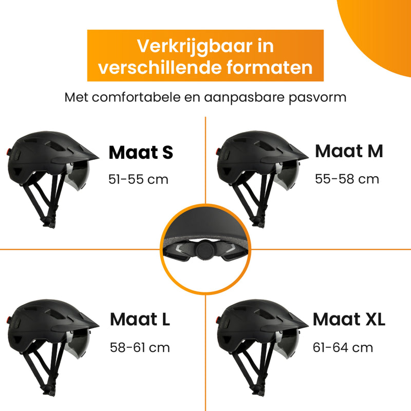 R2B® Fietshelm Volwassenen geschikt voor Speed Pedelec & Snorfiets + Transparant en Magnetisch Helm Vizier