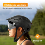R2B® Fietshelm Volwassenen geschikt voor Speed Pedelec & Snorfiets + Transparant en Magnetisch Helm Vizier