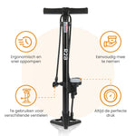 R2B® Fietspomp met Drukmeter - Dubbele Ventielkop - Incl. Opzetstuk voor o.a. Ballen & Luchtbed