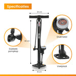 R2B® Fietspomp met Drukmeter - Dubbele Ventielkop - Incl. Opzetstuk voor o.a. Ballen & Luchtbed