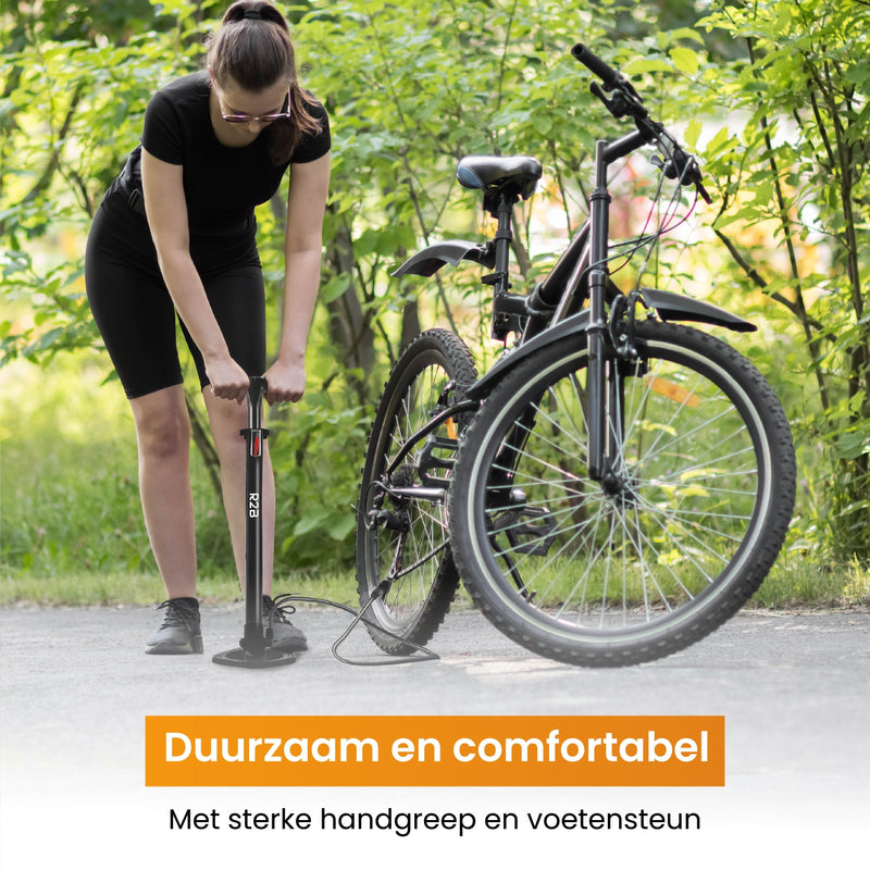 R2B® Fietspomp zonder Drukmeter - Dubbele Ventielkop - Incl. Opzetstuk voor o.a. Ballen & Luchtbed - Fietspompen - Pomp