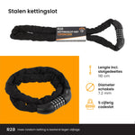 R2B® Fietsslot met cijferslot - 110 cm - Kettingslot fiets - Fietssloten electrische fietsen - Fietsslot ketting
