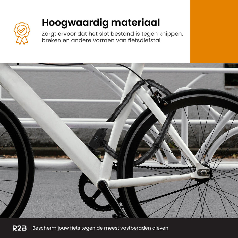 R2B® Fietsslot met twee sleutels - 115 cm - Kettingslot fiets - Fietssloten elektrische fietsen - Fietsslot ketting