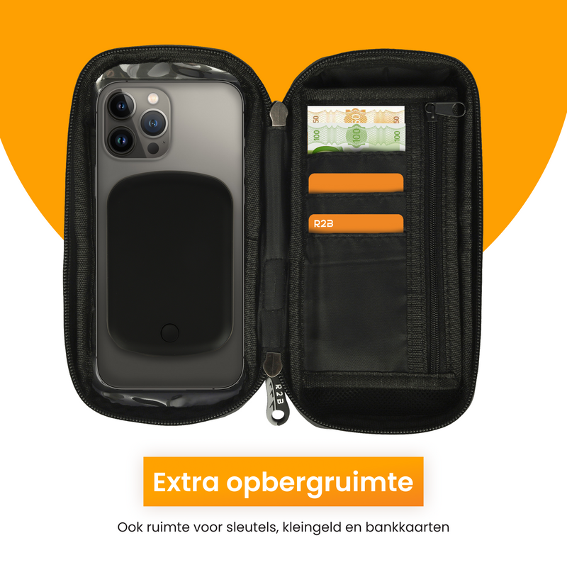 R2B® Robuuste Telefoonhouder Fiets Waterdicht + Powerbank geschikt voor Magsafe - Model Leiden - Telefoonhouder fiets