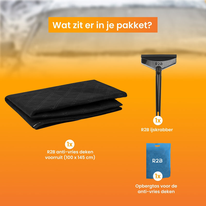 R2B® Stevige IJskrabber auto & Anti-Vries Deken Auto Voorruit - IJsdeken & Ruitenkrabber