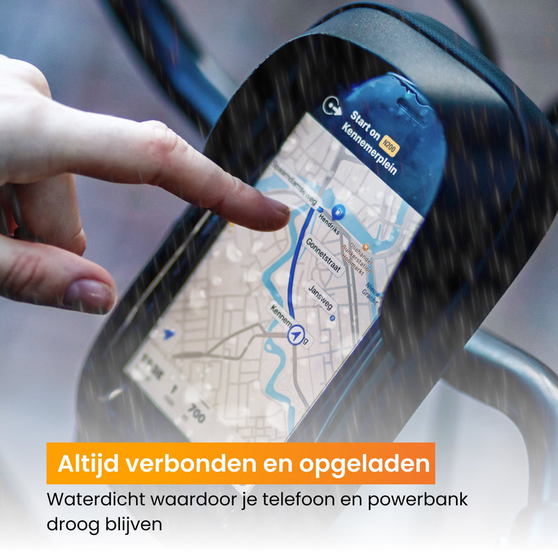 R2B® Telefoonhouder Fiets Waterdicht & Powerbank geschikt voor MagSafe - Model Den Haag - Zwart - Telefoonhouder fiets