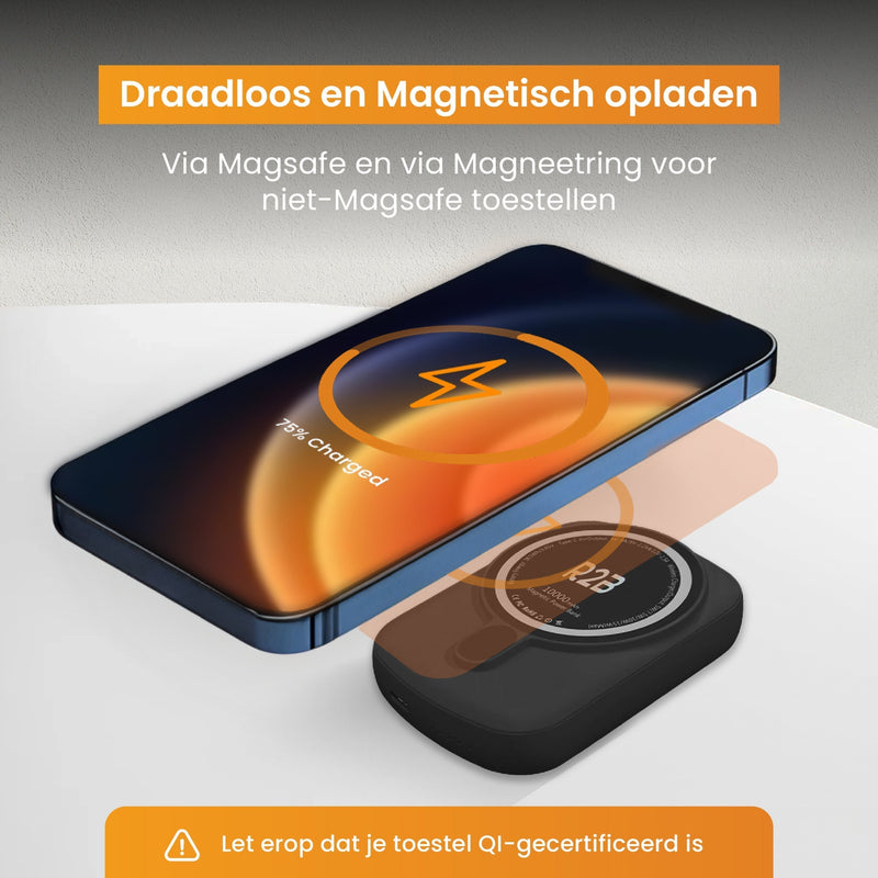 R2B® Telefoonhouder Fiets Waterdicht & Powerbank geschikt voor MagSafe - Model Den Haag - Zwart/Blauw - Telefoonhouder