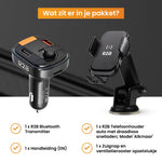 R2B® Telefoonhouders Auto Zuignap met Draadloze Oplader + Bluetooth FM Transmitter / Autolader - Voor Raam Dashboard