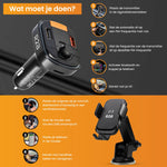 R2B® Telefoonhouders Auto Zuignap met Draadloze Oplader + Bluetooth FM Transmitter / Autolader - Voor Raam Dashboard