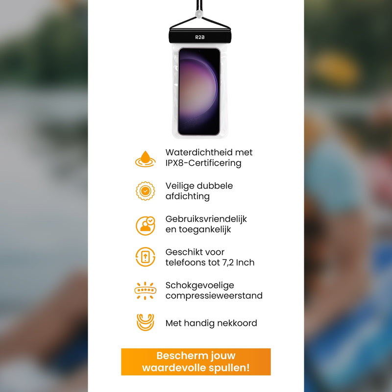 R2B® Universeel Waterdicht Telefoonhoesje met Koord - 2 stuks - Onderwater Hoesje - Universeel - Telefoonhoesje