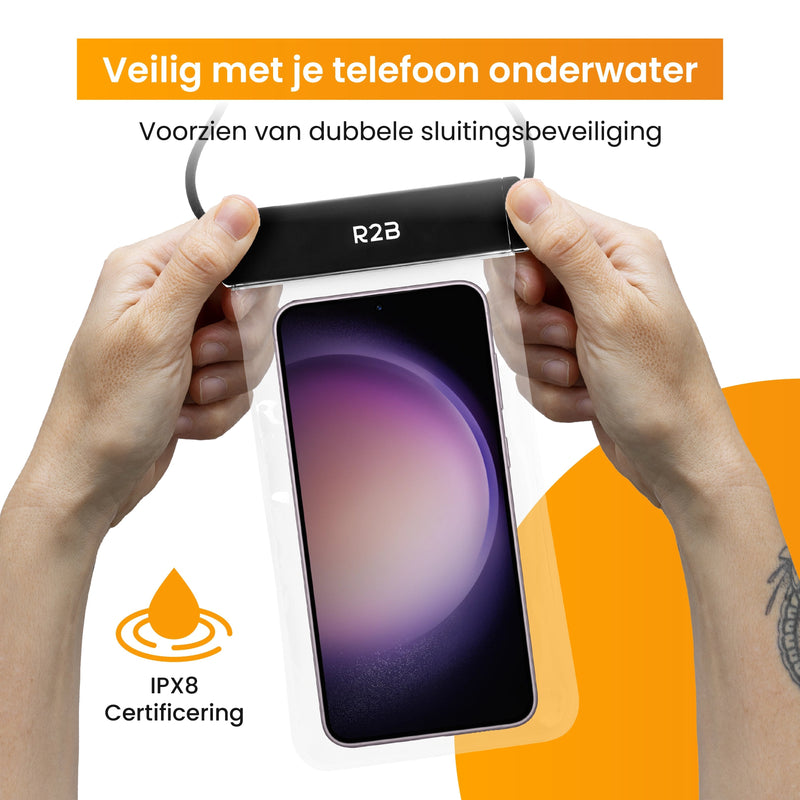 R2B® Universeel Waterdicht Telefoonhoesje met Koord - 2 stuks - Onderwater Hoesje - Universeel - Telefoonhoesje