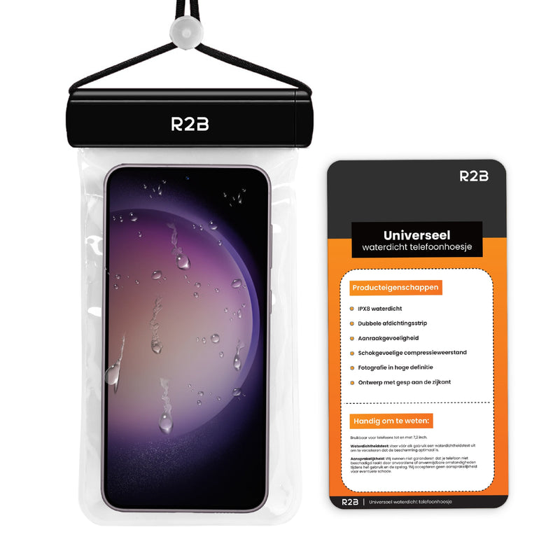 R2B® Universeel Waterdicht Telefoonhoesje met Koord - Onderwater Hoesje - Universeel - Telefoonhoesje