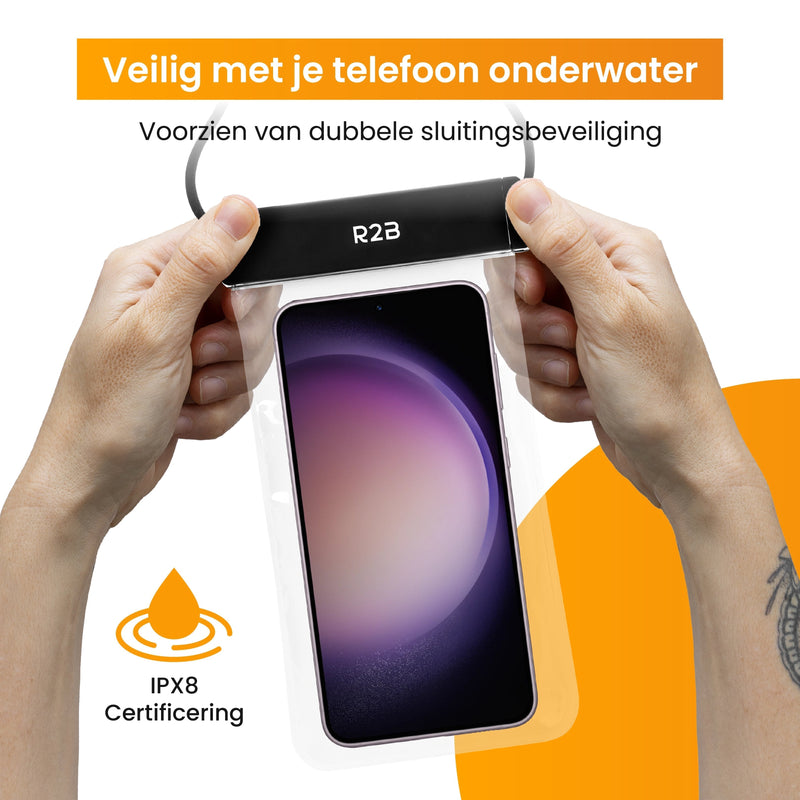 R2B® Universeel Waterdicht Telefoonhoesje met Koord - Onderwater Hoesje - Universeel - Telefoonhoesje
