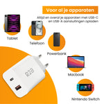 R2B® USB A & USB C Adapter - USB Stekker- Wit