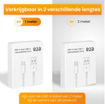 R2B® USB-A naar USB-C Kabel - 1 Meter - USB-A/C oplader geschikt voor iPhone & Samsung - Snellader