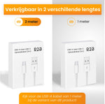 R2B® USB-A naar USB-C Kabel - 2 Meter - USB-A/C oplader geschikt voor iPhone & Samsung - Snellader