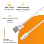 R2B® USB-A naar USB-C Kabel - 2 Meter - USB-A/C oplader geschikt voor iPhone & Samsung - Snellader
