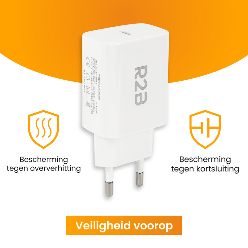 R2B® USB C Adapter - USB Stekker- Wit