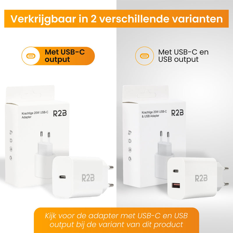 R2B® USB C Adapter - USB Stekker- Wit