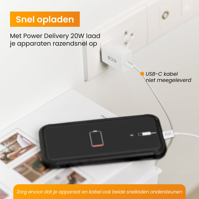 R2B® USB C Adapter - USB Stekker- Wit