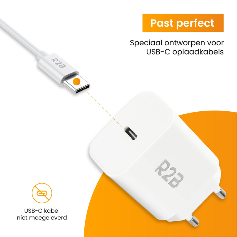 R2B® USB C Adapter - USB Stekker- Wit