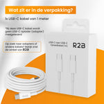R2B® USB-C naar USB-C Kabel - 1 Meter - Extra stevig - USB-C Oplader - Wit