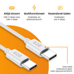 R2B® USB-C naar USB-C Kabel - 1 Meter - Extra stevig - USB-C Oplader - Wit
