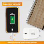 R2B® USB-C naar USB-C Kabel met USB-C Adapter - 1 Meter kabel - Extra stevige USB-C kabels - USB-C oplader geschikt