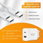 R2B® USB-C naar USB-C Kabel met USB A & USB C Adapter - 1 Meter kabel - Extra stevige USB-C kabels - USB-C oplader