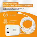R2B® USB-C naar USB-C Kabel + USB A & USB-C Adapter - 2 Meter kabel - Extra stevige USB-C kabels - USB-C oplader
