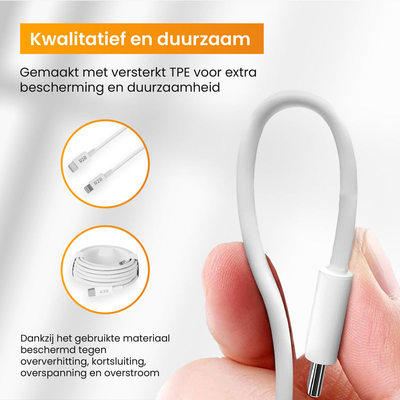 R2B® USB-C naar Lightning Kabel - 1 Meter - Extra stevige USB-C kabels