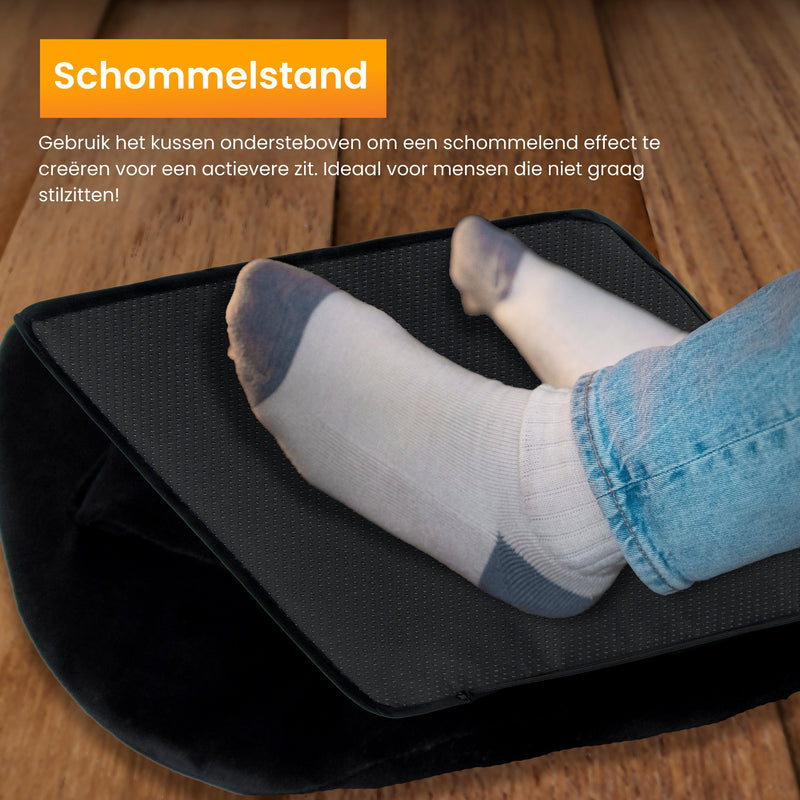 R2B® Voetensteun Bureau Ergonomisch - Voetenbankje Anti slip - 2 hoogtes Verstelbaar - Voeten Steun - Zwart