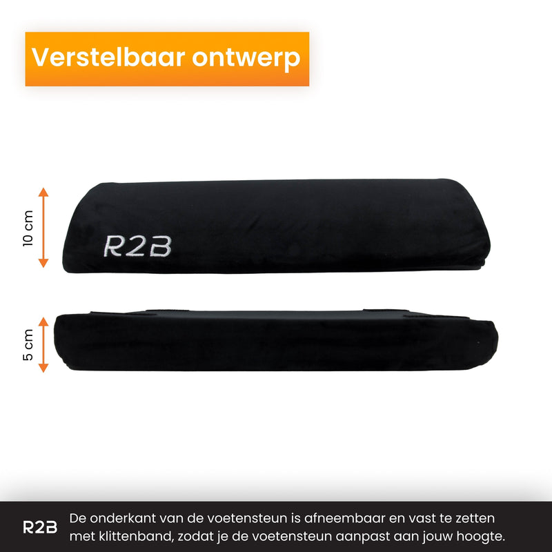 R2B® Voetensteun Bureau Ergonomisch - Voetenbankje Anti slip - 2 hoogtes Verstelbaar - Voeten Steun - Zwart