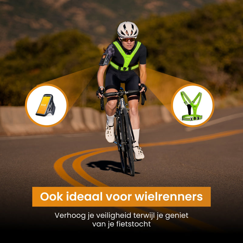R2B® Waterdichte Hardloop Telefoonhouder t/m 6.5 inch + Hardloopvest met Verlichting Oplaadbaar - Sportarmband