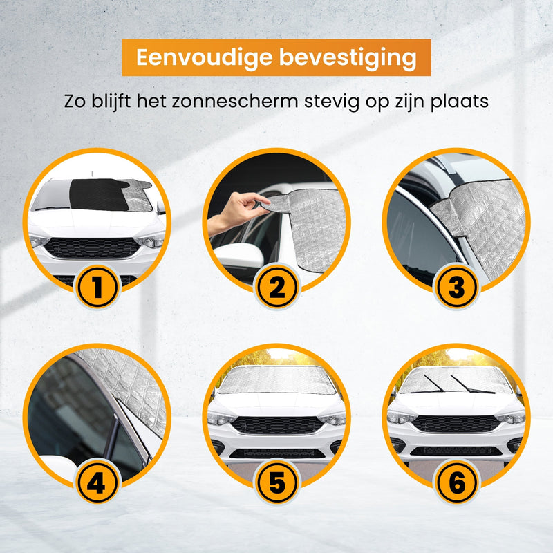 R2B® Zonnescherm Auto Voorruit - 100 x 145 cm - 4 Laagse Bescherming - Zonwering Auto Voorruit - Zonnescherm Auto