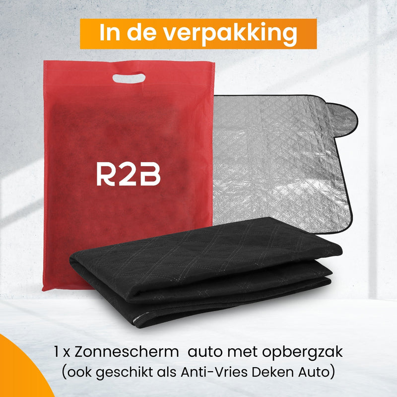 R2B® Zonnescherm Auto Voorruit - 100 x 145 cm - 4 Laagse Bescherming - Zonwering Auto Voorruit - Zonnescherm Auto