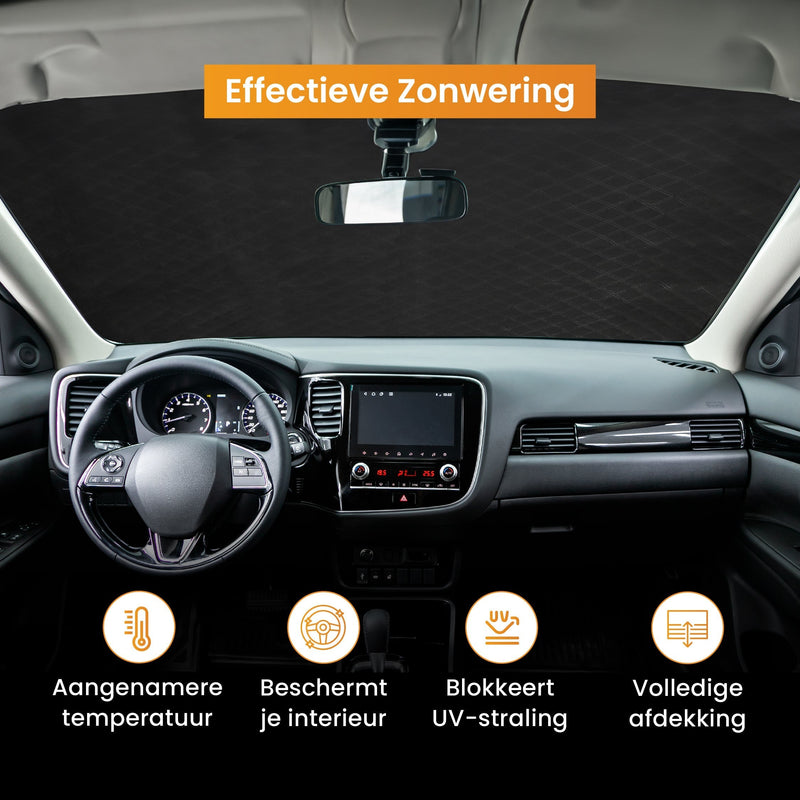 R2B® Zonnescherm Auto Voorruit - 100 x 145 cm - 4 Laagse Bescherming - Zonwering Auto Voorruit - Zonnescherm Auto