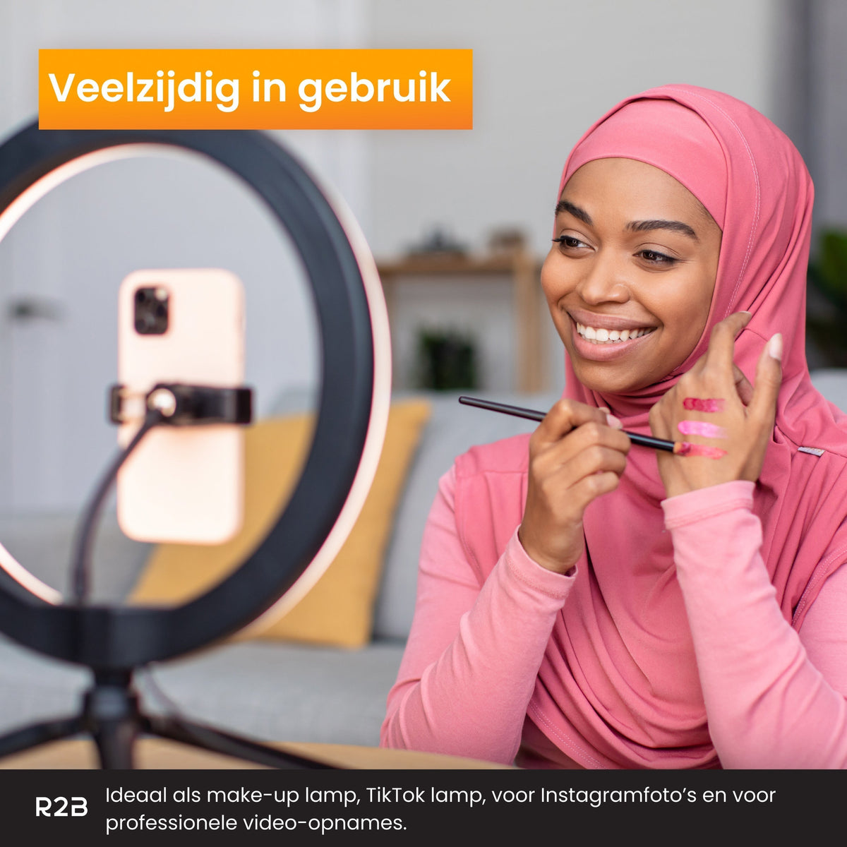 R2B Ringlamp met Statief - Verstelbaar tot 186 cm - 30 Lichtstanden - TikTok & Content Lamp - Ringlamp